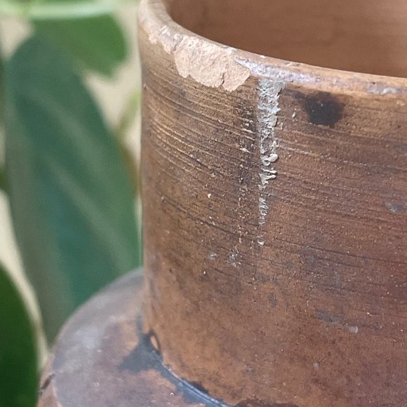 Mid Century Vintage Italian Pottery Vase Etched Figure Of Lady - Picture 13 of 14